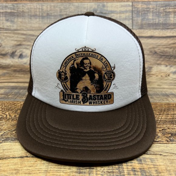 Unbranded Other - Vintage Little Bastard Mens Trucker Hat Irish Whiskey Brown Snapback Odd Bizarre